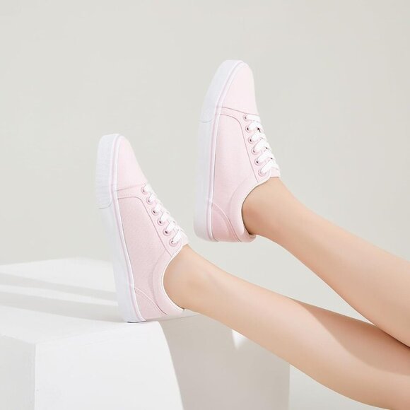 Women's Canvas Sneakers White Casual Flat Heel Athletic Shoes Skateboarding - Picture 9 of 9